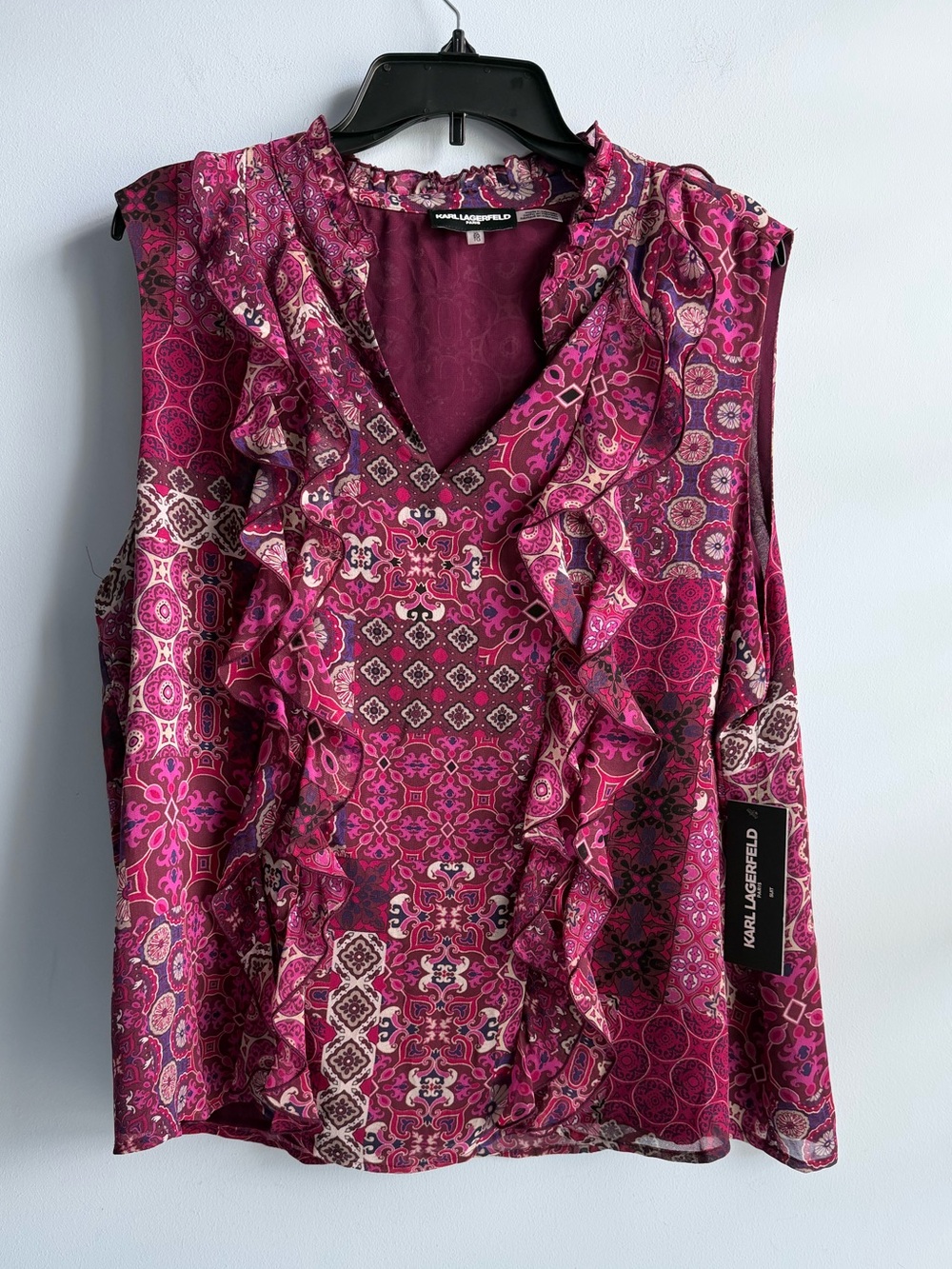 Karl Lagerfeld Women’s Multicolor Printed Sleeveless Blouse Size XL